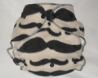 Moustache Fleece diaper wrap