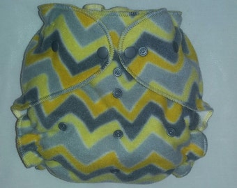 Yellow and gray chevron diaper wrap