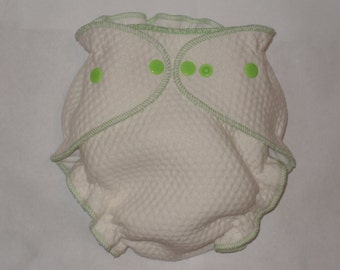 3D Zorb Fitted diaper with lime green snaps