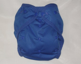 Blue one size AI2 snap diaper