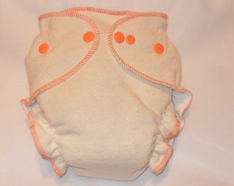Hemp/Zorb fitted diaper with orange thread