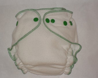 Fitted bamboo zorb  diaper with Green snaps