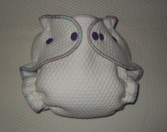 3D Zorb Fitted diaper with punch thread and purple snaps