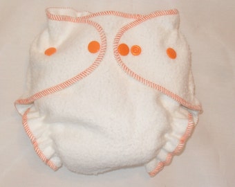 Fitted diaper bamboo zorb with orange snaps