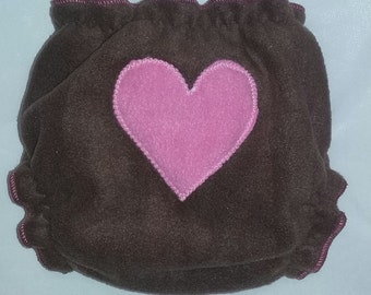 Brown heart butt fleece diaper wrap