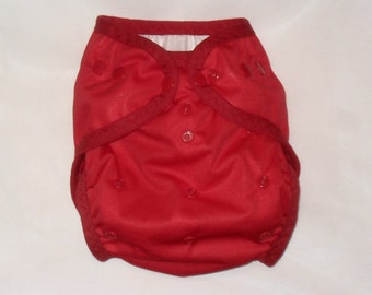 Red one size AI2 snap diaper