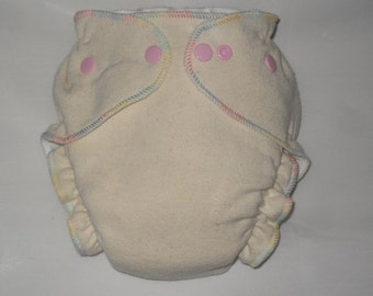 Hemp/Zorb fitted diaper with pastel swirl thread