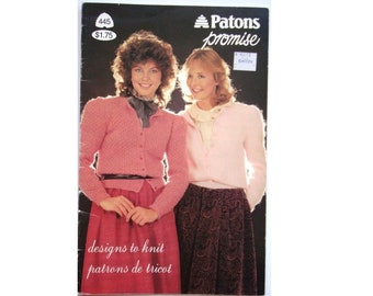 Vintage Womens Sweaters Patterns booklet Patons Beehive 445 Knit Sweater Cardigan Pullover Jumper Feminine Aran Lacy Soft Sweet Family Basic