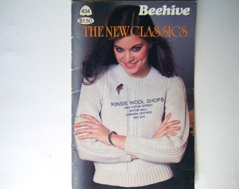 Vintage THE NEW CLASSICS Patterns booklet Patons Beehive 434 Women Knit Sweater Set Cardigan Pullover Jumper Cable Argyle His Hers Fair Isle