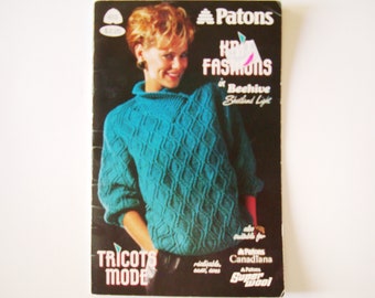 Vintage Sweater Pattern booklet KNIT FASHIONS Patons Beehive 613 Men Women Knitting Cardigan Pullover Jumper Classic Casual Weekend Wear