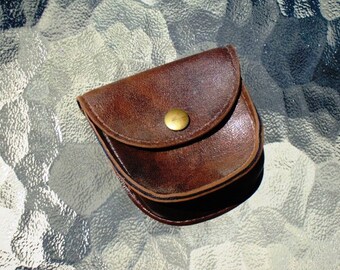 "Brownie" Vintage cuir Pouch Purse Girl Guides du Canada marron cuir porte-monnaie avec boucle de ceinture et fermeture Snap Scouts