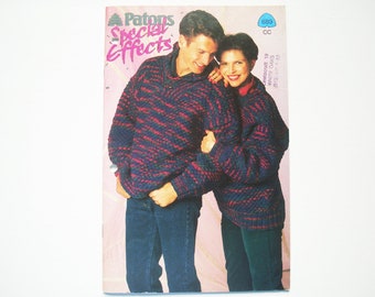 Vintage SPECIAL EFFECTS Knitting Patterns booklet Patons Beehive 689 Men Women Sweater Jacket Cardigan Pullover Jumper Hoodie Duffle Coat