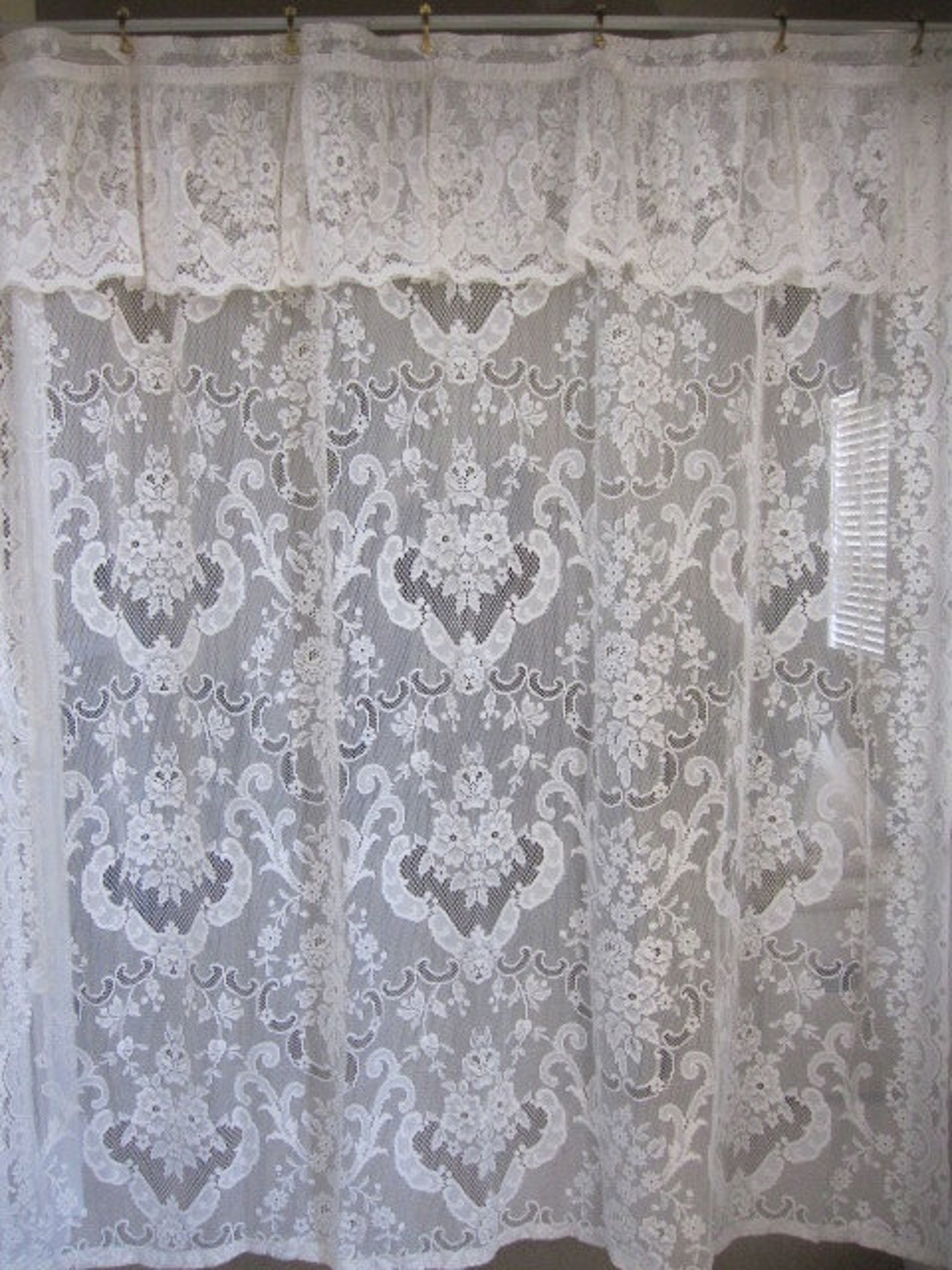Shower Curtain Off White Lace Shower Curtain with Attached Etsy