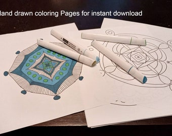 24 Hand Drawn Printable Mandala adult coloring pages for instant download