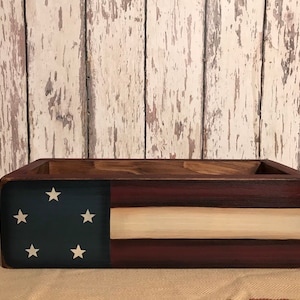 Primitive Americana Flag Wood Box-Size/Color Options-Home Decor-Distressed-Patriotic Home-Decor #61