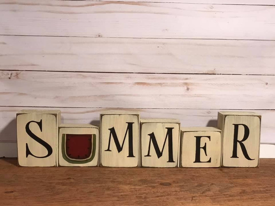 Watermelon Block Set Summer Watermelon Block Set-handpainted-home - Etsy