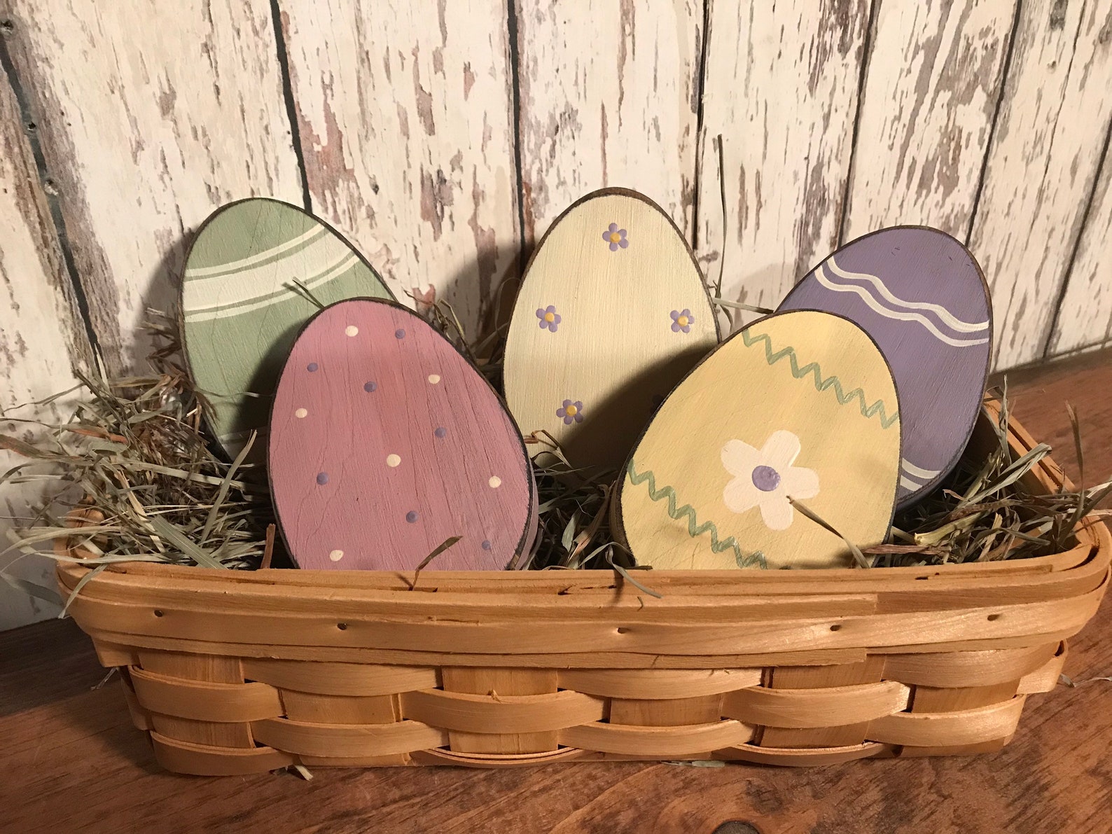 Primitive Wood Easter Egg Set/5 Easter Decoration Etsy