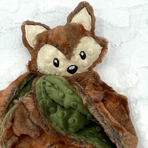 Ultra Soft Minky Blanket with Attached Toy/Perfect Baby Toddler Gift/Unique Red Fox Security Blanket Personalized Gift/Plush Fox Lovey Toy