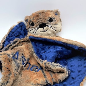 Otter Lovey Boy Otter Security Blanket Personalized Baby Blanket With Plush Otter Toy Blanket With Attached Stuffed Toy Custom Unique Etsy