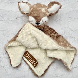 Deer Baby Security Blanket / Custom/Personalized Minky Lovey 1 name/ Plain toy