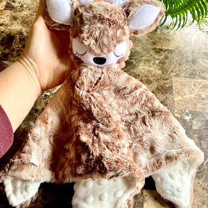 Deer Baby Security Blanket / Custom/Personalized Minky Lovey Bild 2