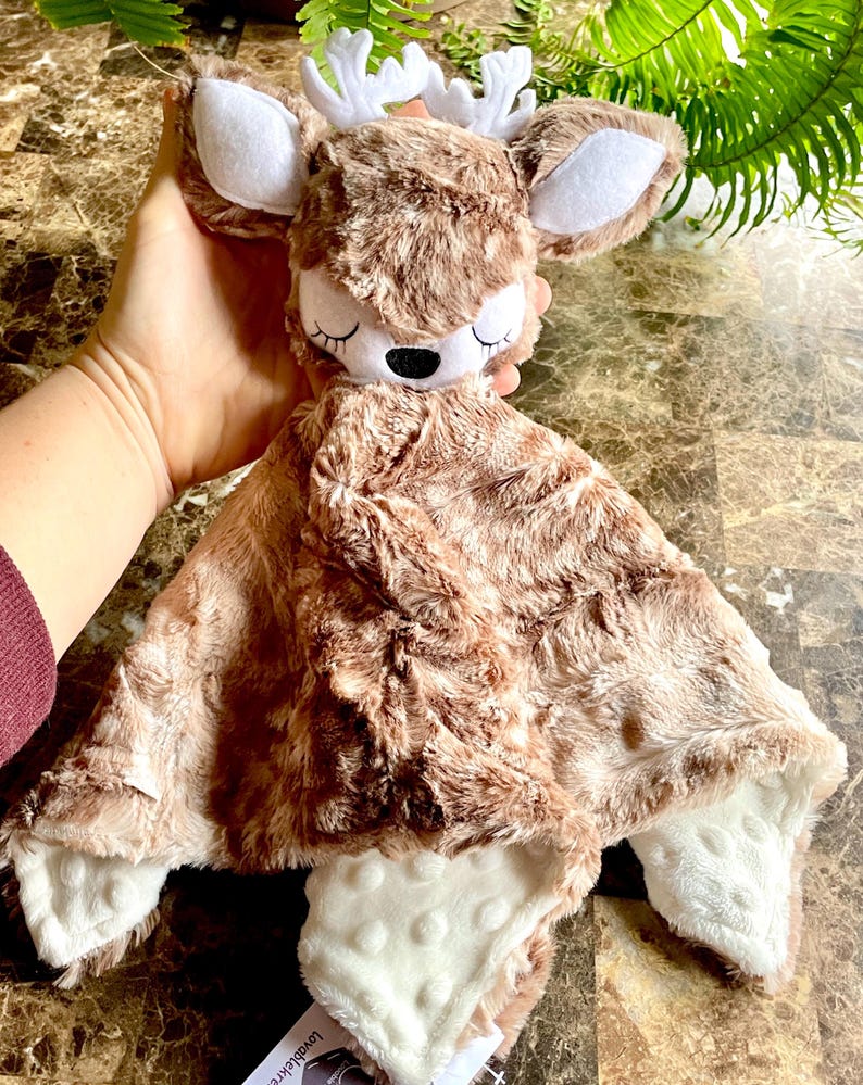 Deer Baby Security Blanket / Custom/Personalized Minky Lovey Bild 2