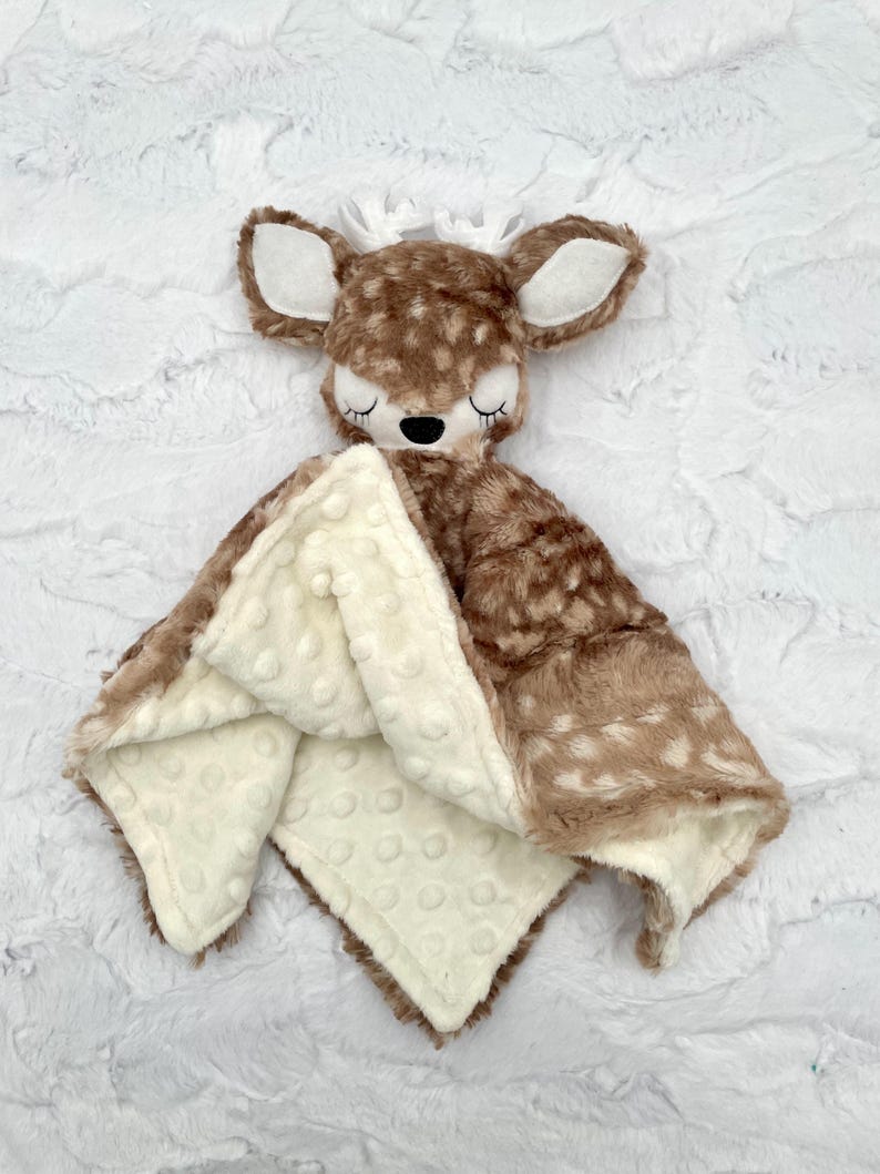 Deer Baby Security Blanket / Custom/Personalized Minky Lovey No name/ antlers toy