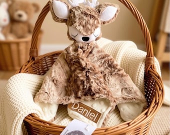 Deer Baby Security Blanket / Custom/Personalized Minky Lovey
