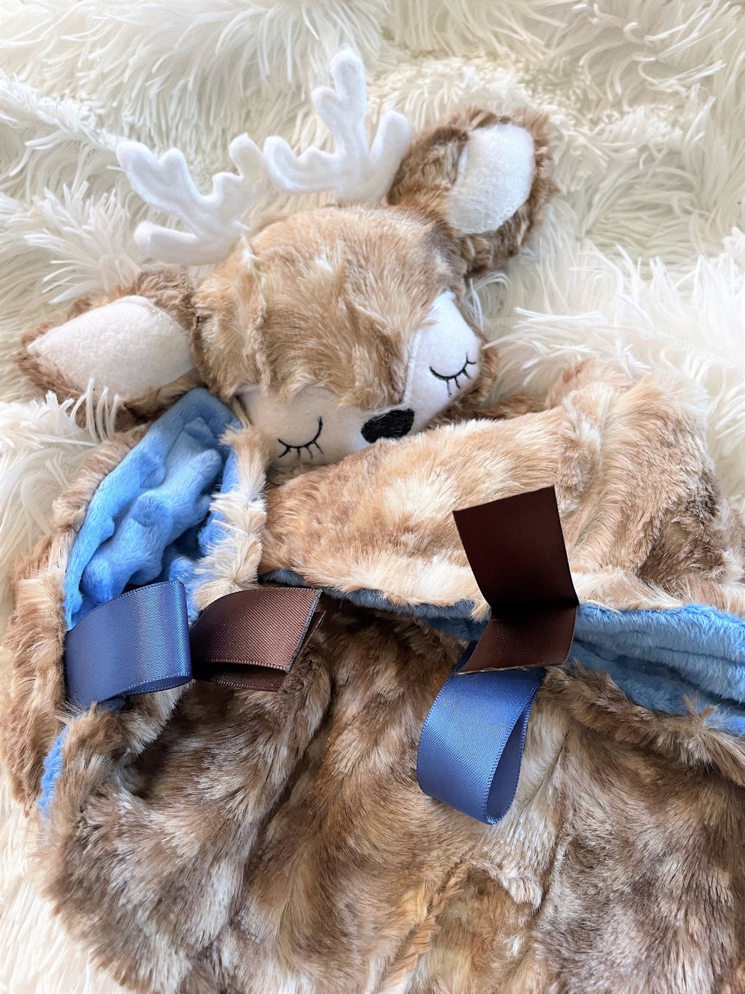 Deer Lovey Security Blanket, Super Soft and Snuggable Buck Lovie
