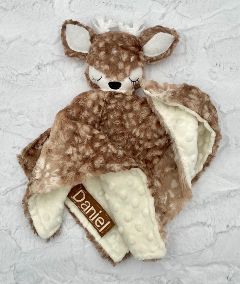 Deer Baby Security Blanket / Custom/Personalized Minky Lovey Bild 11