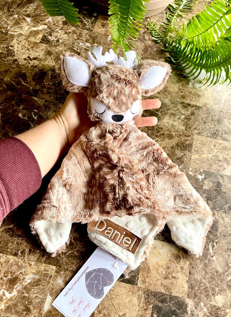 Deer Baby Security Blanket / Custom/Personalized Minky Lovey Bild 17