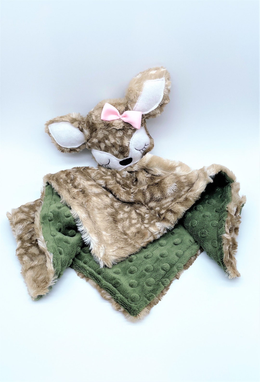 Personalized Baby Lovey With Attached Plush Fawn/deer Toy Etsy