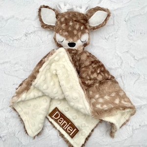Deer Baby Security Blanket / Custom/Personalized Minky Lovey 1 name/ antlers toy