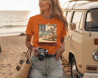 Camisa italiana de verano La Dolce Vita, camiseta vintage con aires italianos, camiseta retro playera, top playero para vacaciones, camiseta inspirada en la costa de Amalfi