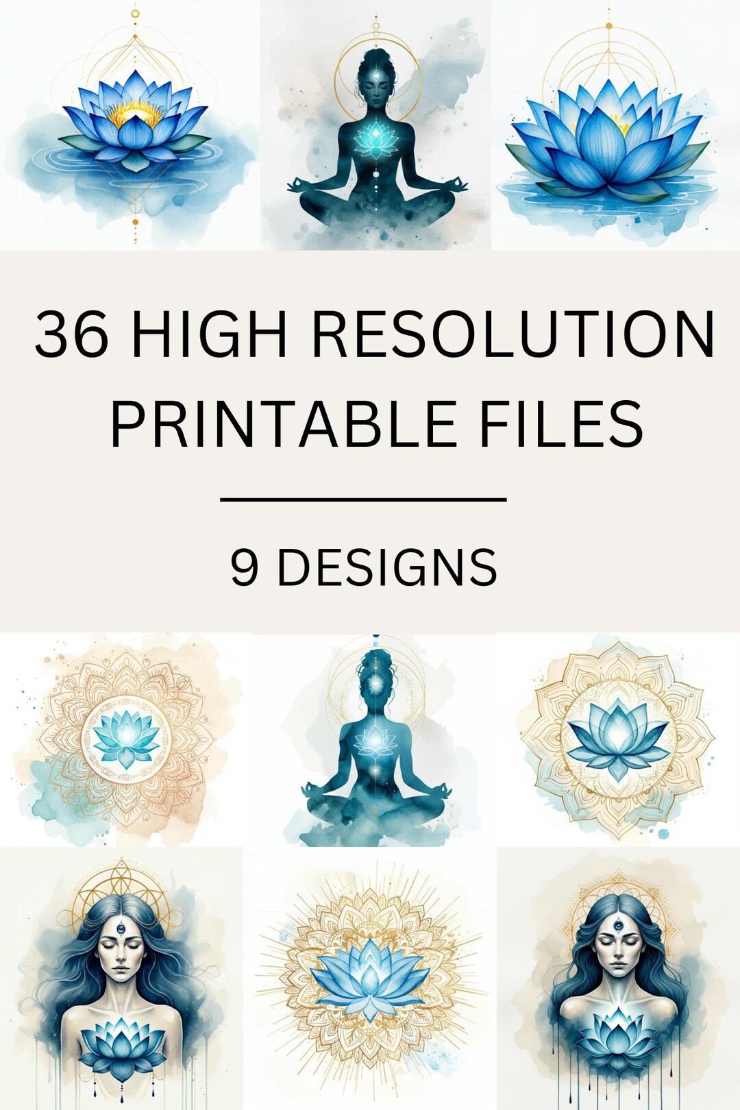 Blue Lotus Mandala Art Prints, Zen Yoga Decor (digital Download) - Etsy