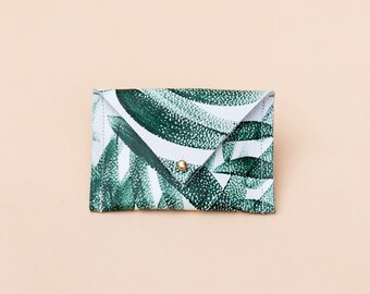 Leather Envelope Wallet- Business Card Holder -  Credit Card Holder-  Palm Print