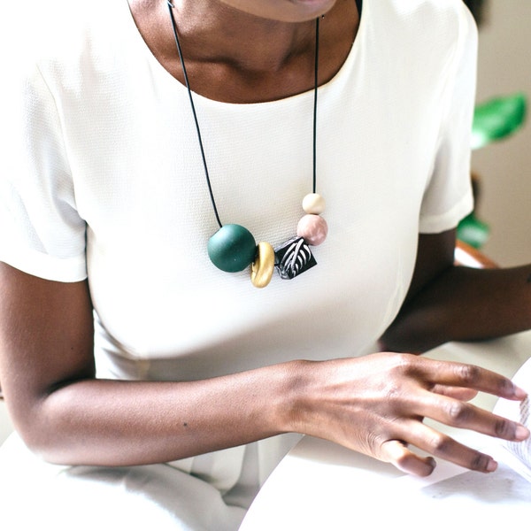 PRE-ORDER-Guerline - Large Wooden Beaded Adjustable Necklace