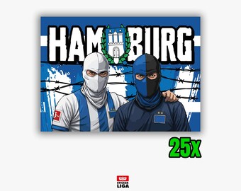 Hamburg Stickers | 25 Stickers West Stand, 1887 | Football Fan Merchandise | PVC | Weatherproof | Ultras