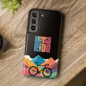 Cyclist Samsung Galaxy Cases, Cycling Bike Phone Case, Bike Lover Gift, Impact Resistant 2-Piece Design, &quot;Let&#39;s Ride&quot; Cover Bicycle
