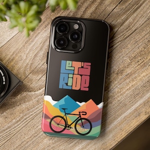 Bicycle iPhone 15/16 Cases, Cycling Bike theme iPhone Case, Bike Lovers Gift, Impact Resistant 2-Piece Design, &quot;Let&#39;s Ride&quot; Cover, Bicycle
