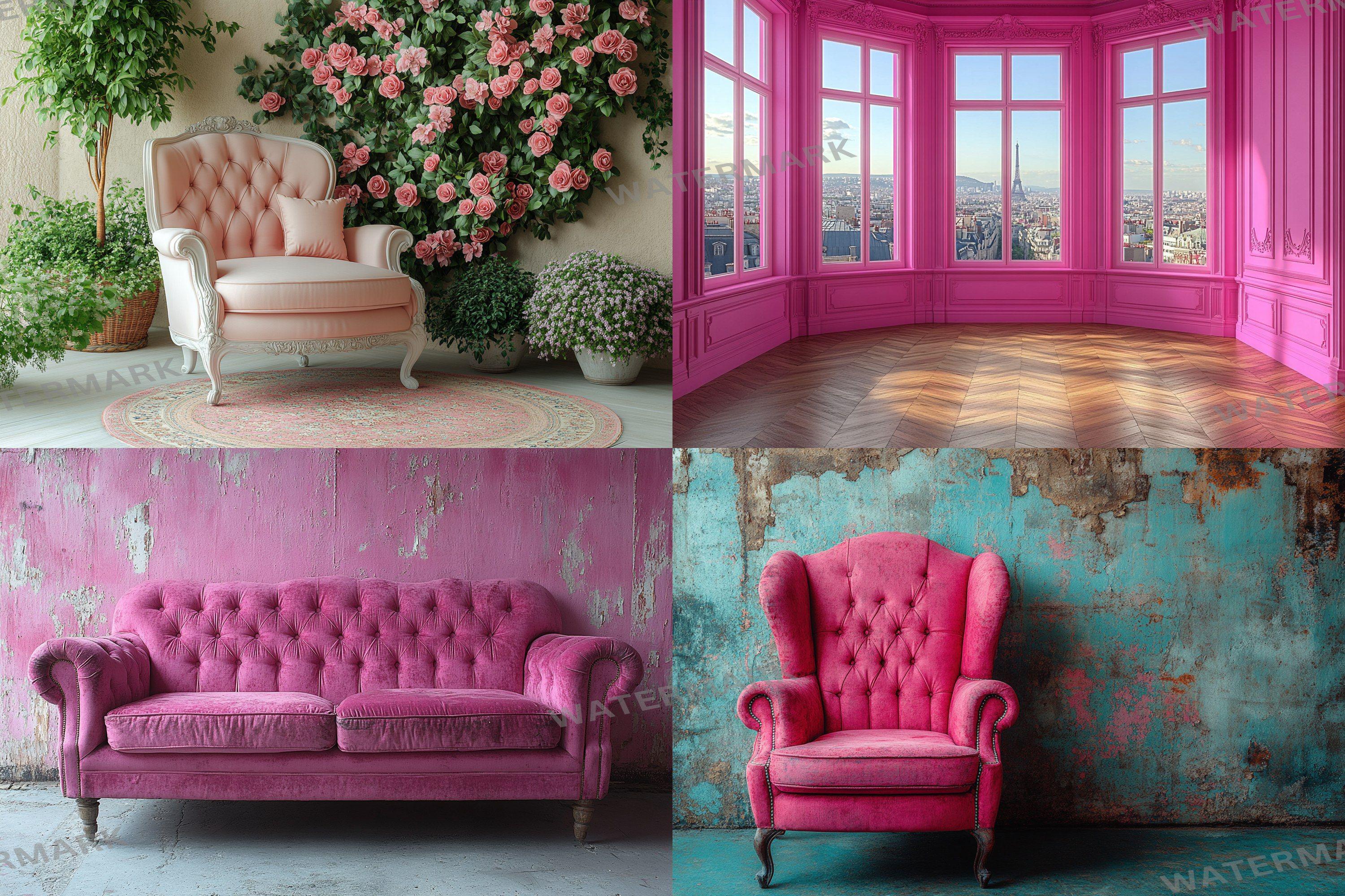 Fuchsia Backdrop Fuchsia Vintage Room Backdrops – Interior Photography Backgrounds ...