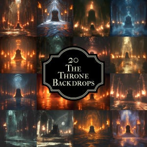 20 The Throne Backdrops - Majestic Digital Backgrounds for Photography, Photoshop Overlays & Fantasy Designs - Royal Throne Backgrounds