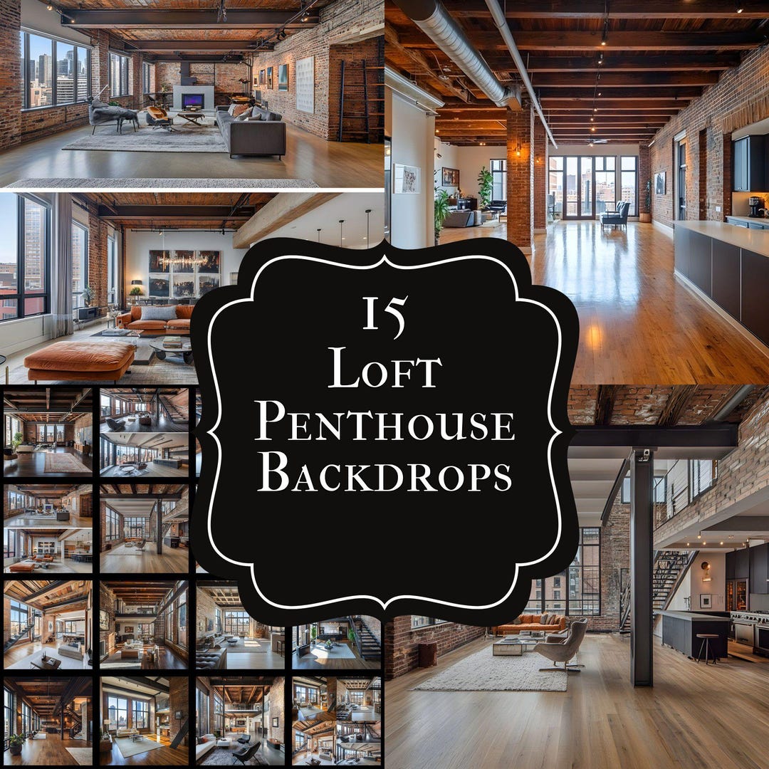 Luxury Loft Penthouse Digital Backdrop, Modern City View Background for ...
