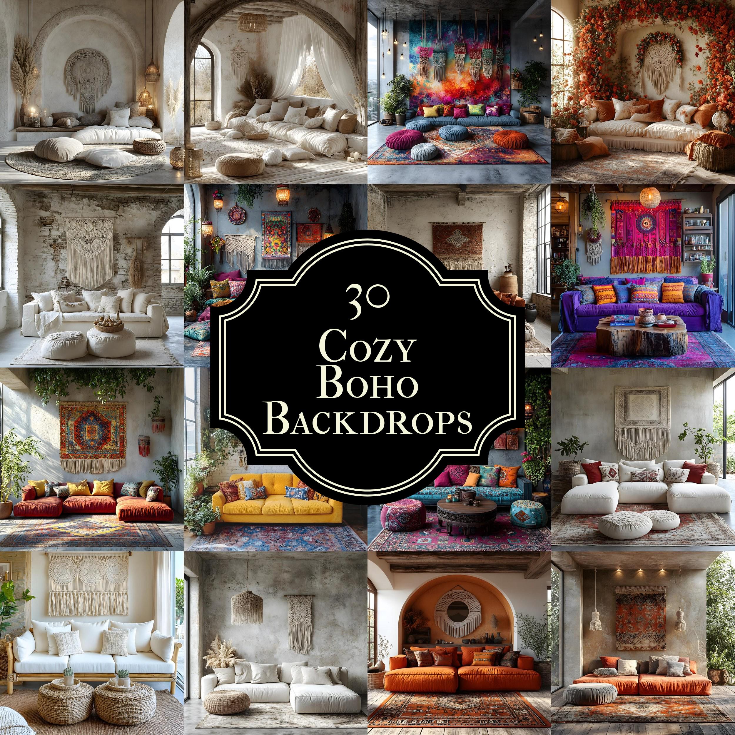 30 Cozy Boho Backdrops - Digital Backgrounds for Photography, Home ...