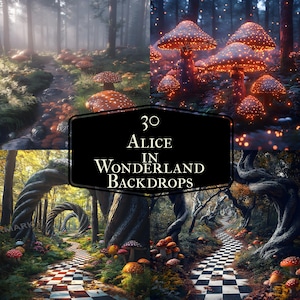 Alice in Wonderland Backdrops | Digital Fantasy Story Backgrounds | Whimsical Scenes - Wonderland Backdrops - Alice Backdrops
