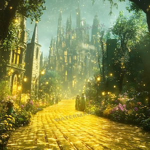 Emerald City Digital Background, Wizard of Oz Glowing Path Backdrop, Fantasy Fairytale Photography, Storybook Art
