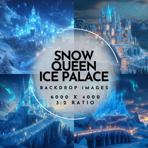 Snow Queen Ice Palace Backdrop, Winter Fantasy Digital Art, Frozen Blue Texture, Fairy Tale Overlay, Icy Castle Photo Prop