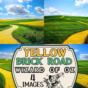 Yellow Brick Road Digital Backdrop, Wizard of Oz Photography Background, Fantasy Path to Emerald City Scene, Storybook Digital Art