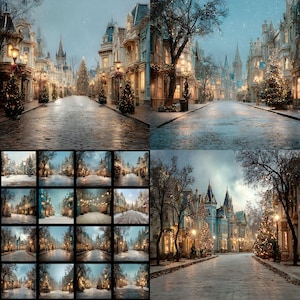Victorian Christmas Backdrop, Outdoor Holiday Background, Festive Digital Image, Photo Prop, Christmas Scene Setter, Winter Photography