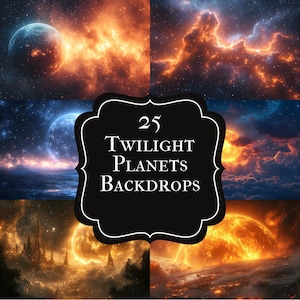 Space Planets Fantasy Digital Backdrop Bundle, Dreamy Galaxy Backgrounds for Photography